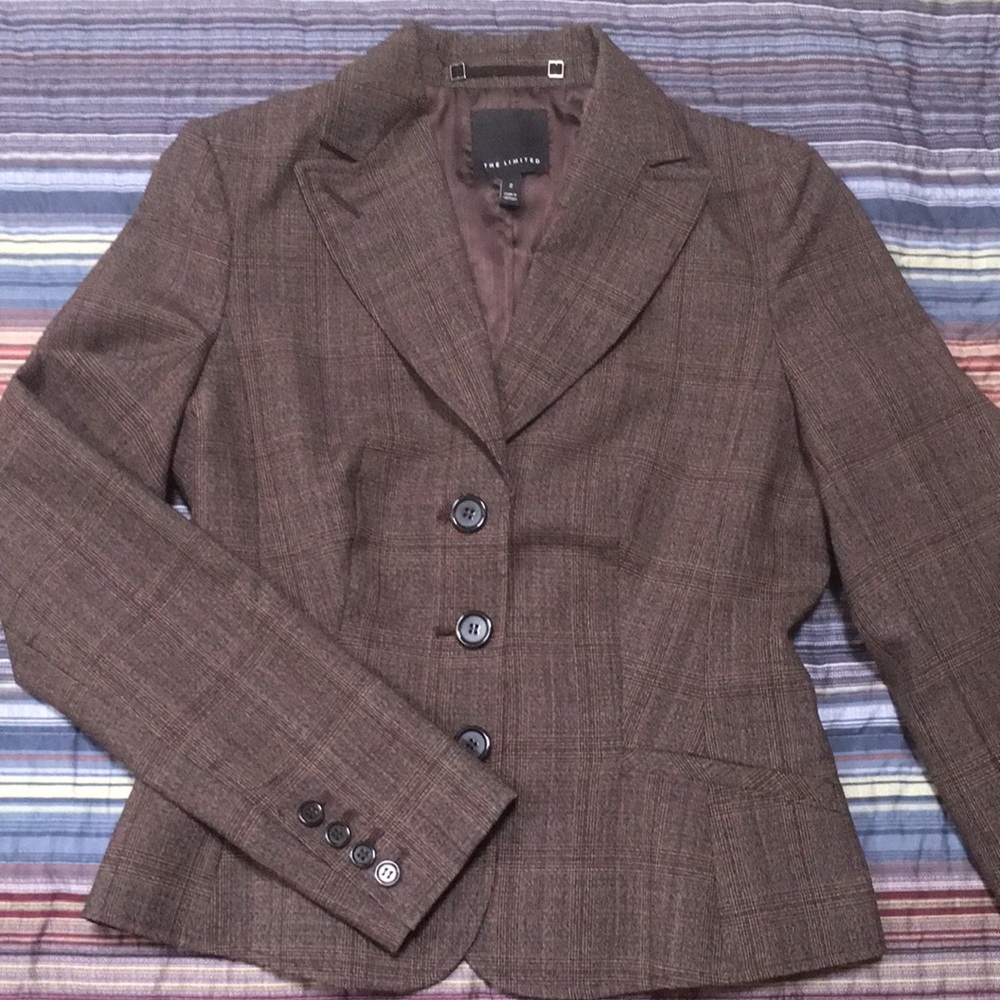 The Limited Brown Plaid Blazer Suit Jacket size 2